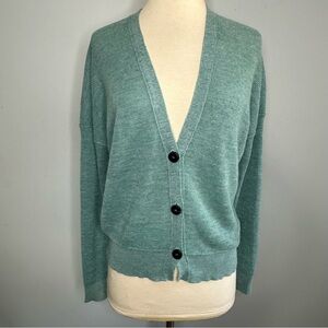 Pomendere Made In Italy Linen Blend Textured Knit V-Neck Buttoned Cardigan US 6